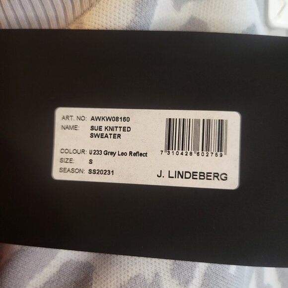 J.Lindeberg High Neck Leopard Print Crop Sue Knitted Sweater Gray White Womens S - Picture 10 of 12